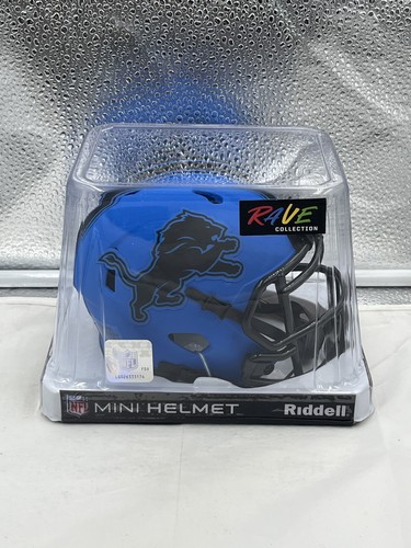 Detroit Lions NFL Riddell Speed Blue Rave Alternate Replica Mini Helmet ...