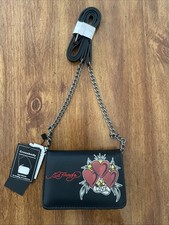 ED HARDY Love Crossbody Mini Black Wallet Bag