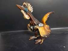Vintage Murano Chalet Style Slag Glass Rooster Figurine Brown Amber Agate 8"