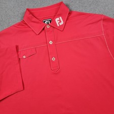Footjoy Shirt Men Large Coral FJ Tour Collar Golf Polo Stretch Quick Dry Pocket
