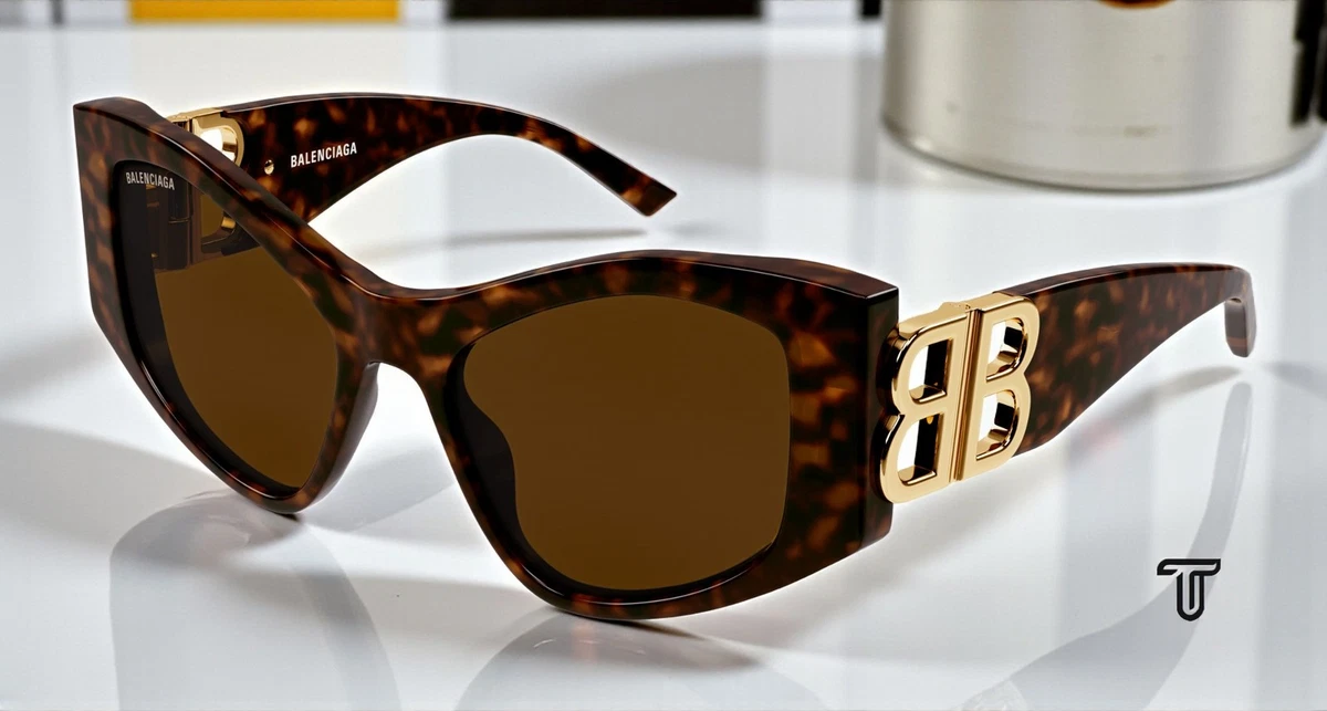 Brown Plastic Frame Sunglasses Balenciaga for Women for sale  display picture 3