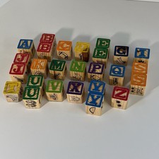    Wooden Children's Alphabet Blocks Set   26 Blocks A  Z Learning Toy
