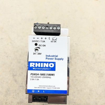 Rhino PSM24-180S Industrial Power Supply Automation Direct 24V 180W 7.5 A