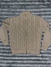 Purificaci n Garc a 100 Wool Cable Knit Sweater Mens XL Full Zip Italy Made