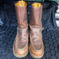 CHIPPEWA Mocc Toe Men's 11.5 Zipper Waterproof Engineer 24948 Leather Brown