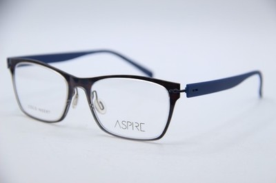 NEW ASPIRE WISE BLUE BROWN PLAID AUTHENTIC DESIGNER EYEGLASSES 53-17