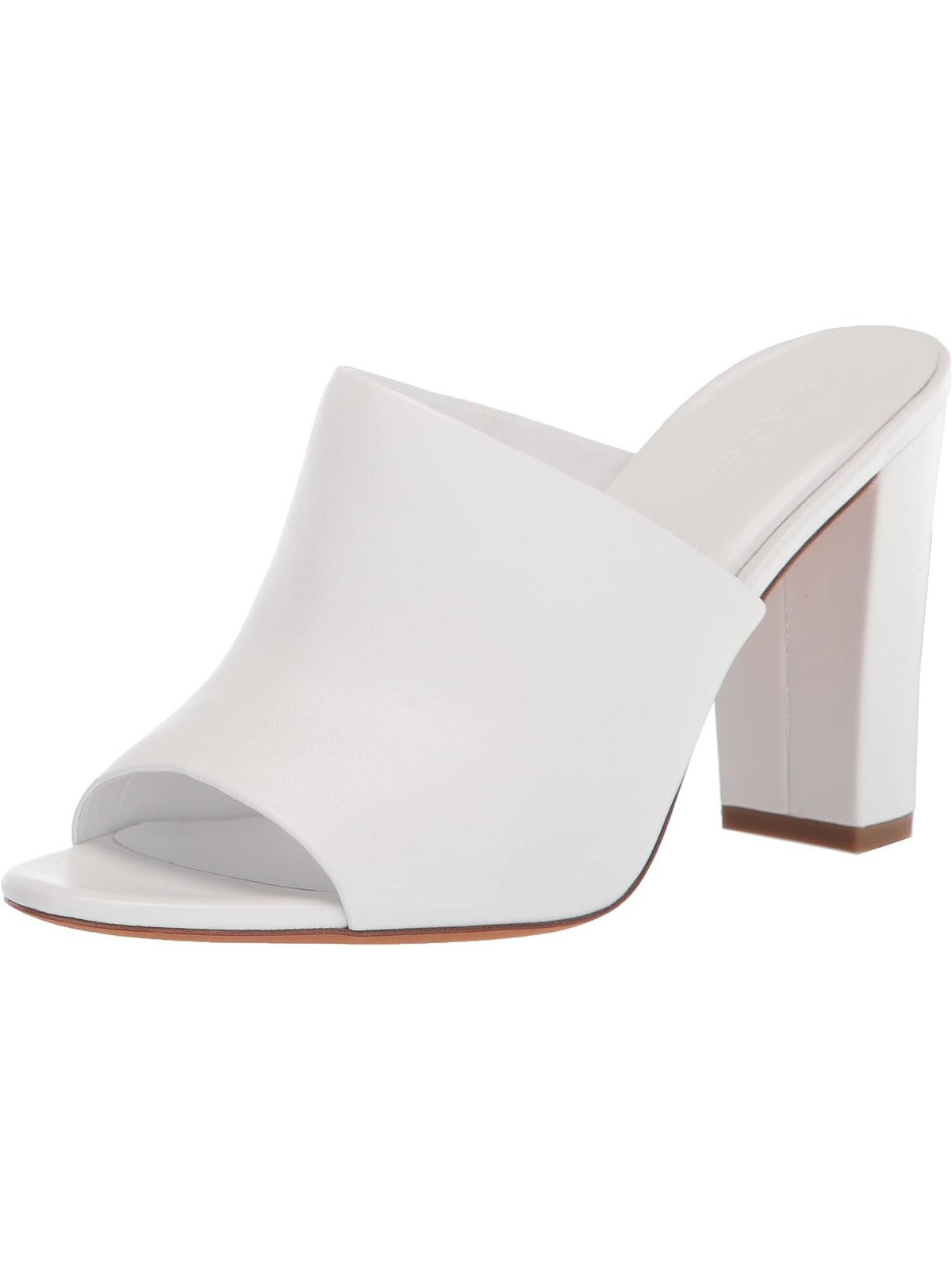 VINCE Womens White Hanna Toe Block Heel Slip On Leather Heeled Sandal 55 M 12490₽