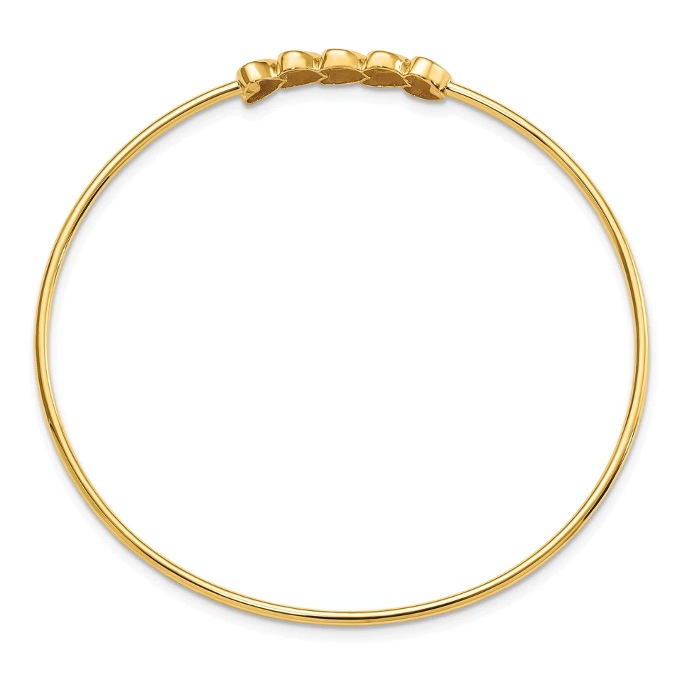 14K Solid Two Tone Gold Heart Slip On Bangle Bracelet - Image 2 of 4