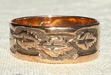 ULTRA RARE 1870s Victorian A & W OSTBY & BARTON 14K Rose Gold Wedding Band Ring