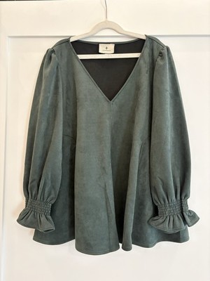 Tuckernuck Easton Malachite Faux Suede Blouse Green Medium