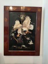 Quadro Giapponese Madreperla A Rilievo Aquila Anni 50