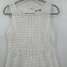 Garnet Hill White Sleeveless Eyelet Cotton Dress Size 10