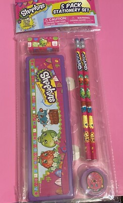 Shopkins School Supplies 5 Piece Set Pen Case Pencils Eraser Sharpener