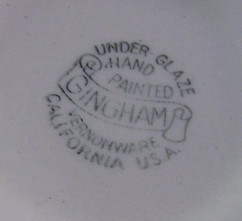 Vintage USA California Dinnerware Vernon Kilns Gingham Cup/Saucer - Picture 2 of 2