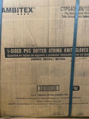 (Case of 300 Pair) Ambitex PVC Coated String Knit Gloves CTPS400MN/1SD