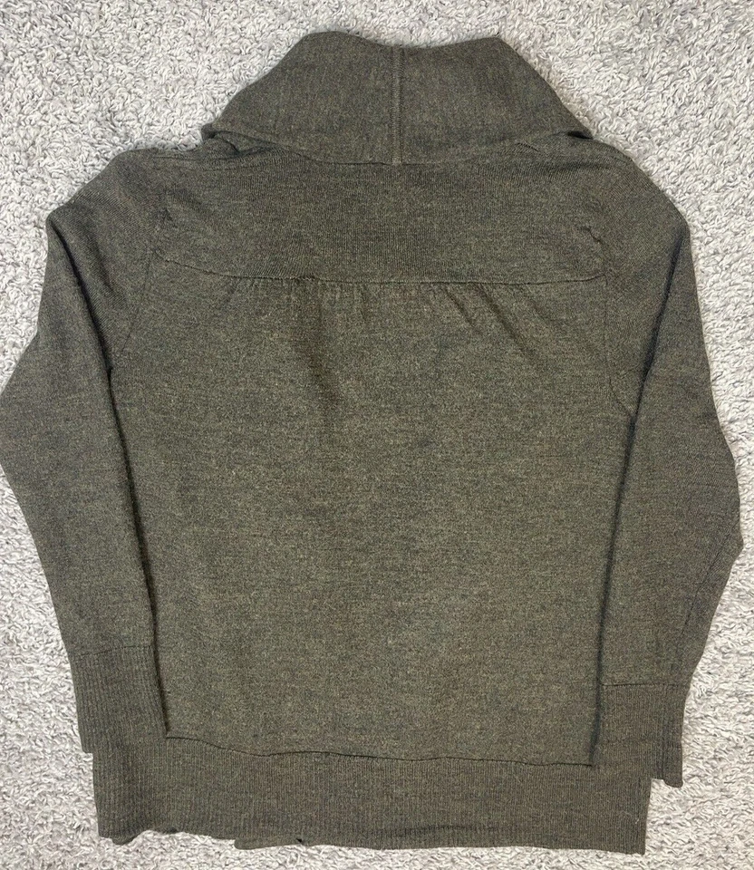 Tweeds 100% MERINO Wool Cardigan Sweater Women M LS Olive Green Italy Open Front - Image 4 of 4