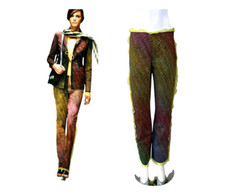 FENDI 2000 Vintage Runway Ad Campaign Lime Green Pants silk leather