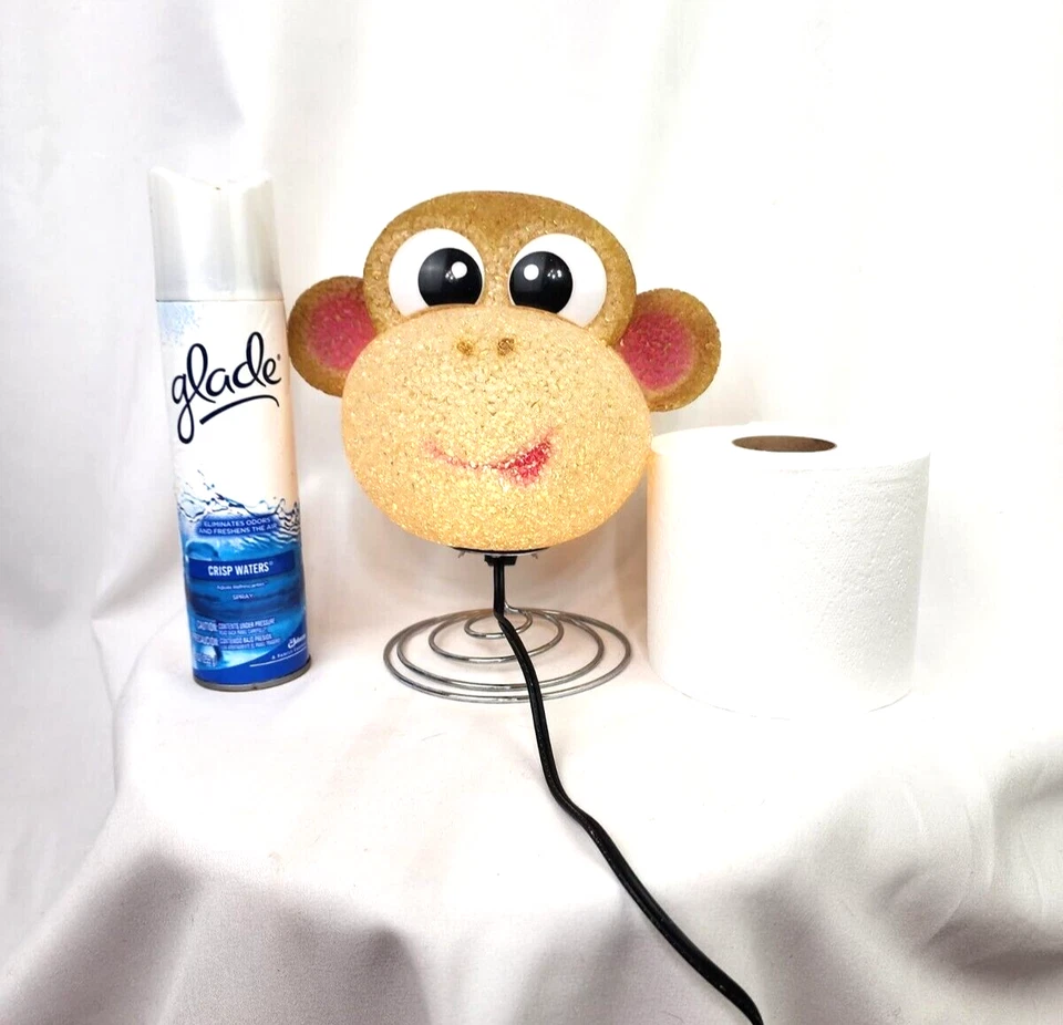 Lámpara palomitas de maíz de plástico cara de mono base de resorte cabeza bobble eléctrica Foto 3 de 4