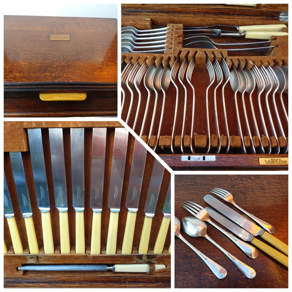 Fine ELKINGTON Antique English Canteen Cutlery Set Sheffield