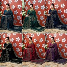 Women's Vichitra Silk saree with Separate blouse Piece