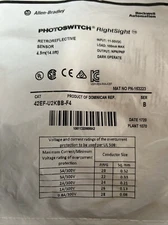 42EF-U2KBB-F4 ALLEN BRADLEY Photoelectric Sensor, RightSight, Retroflective, Red