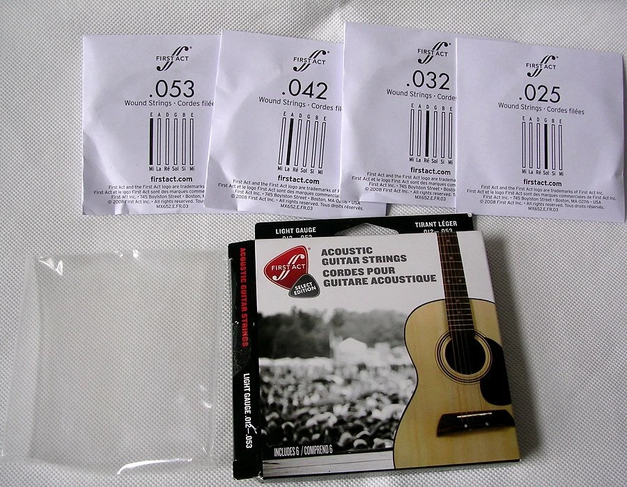 4 Acoustic Guitar Strings G .025 to E .053 First Act Select