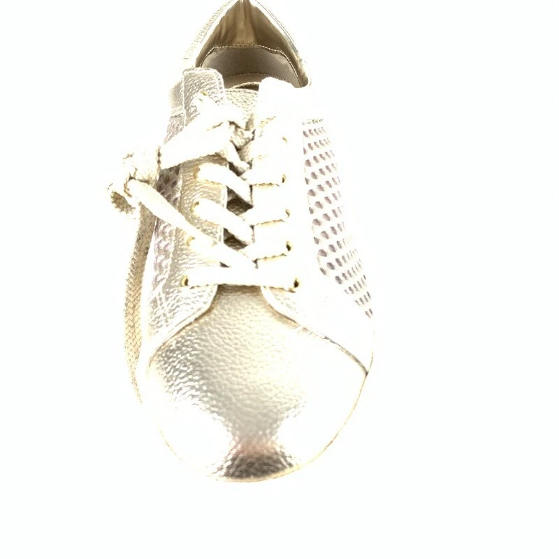 Steven Mujer Napa Tenis Zapatos Dorado Metálico Parte Superior Baja Cuero Con Cordones 9.5 Nuevo Foto 3 de 4