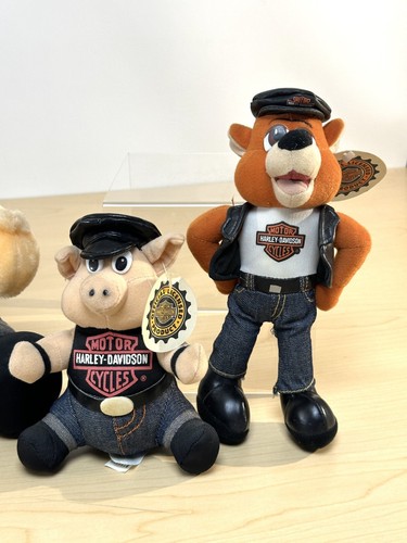Lot of 5 Vintage 90s Harley Davidson, Bulldog, Bear and Pig Plush - Picture 3 of 22