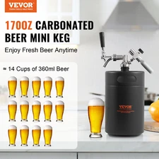 VEVOR Pressurized Growler Mini Beer Keg Draft Beer Growler Home 170Oz 5L Black