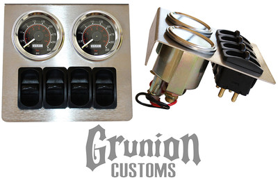 Air Ride Suspension Stainless Gauge Panel w/ 200psi Gauges Manual Paddle Valves