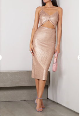 slim fit dress slacks Rose Gold Cowl Midi Dress – JULO main image 0