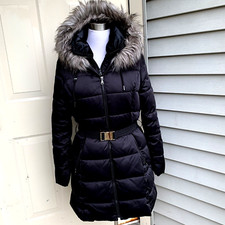 Laundry Black Polyester Puffer Hooded Coat Size L