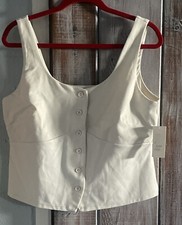 A New Day Cream/Button Up Vest Size Large NWT