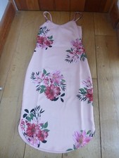 NEW LOOK PINK ORIENTAL ROSE FLOWER PRINT STRAPPY BODYCON DRESS 8 10 BNWT