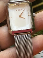 DKNY NY2708 Women's Cityspire Watch Stainless mesh Band faceted crystal new batt