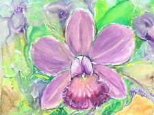 PURPLE ORCHID Original Watercolor Painting