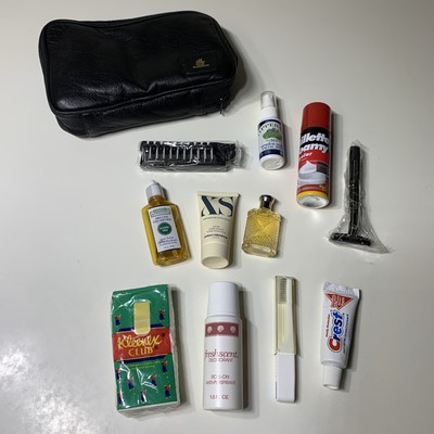 Vtg 90s Ralph Lauren Safari Mini Cologne Gillette Emirates Leather Amenity Kit