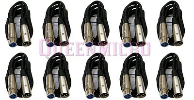 10 Pack 6Ft 6'Foot XLR 3Pin Male Female Mic Audio Microphone Cord Shielded Cable