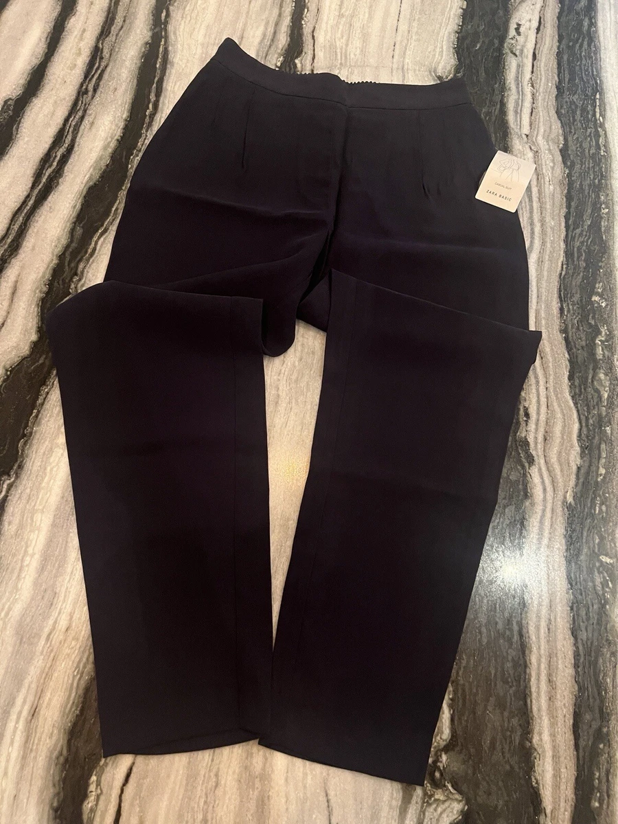 BNWT ZARA WOMAN WORK CASUAL DRESS SLACK PANTS TROUSERS NAVY BLUE XS S