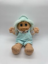 Russ Troll Kidz Sparky Corduroy Romper Rocking Horse Applique Blue Eyes Hair Vtg