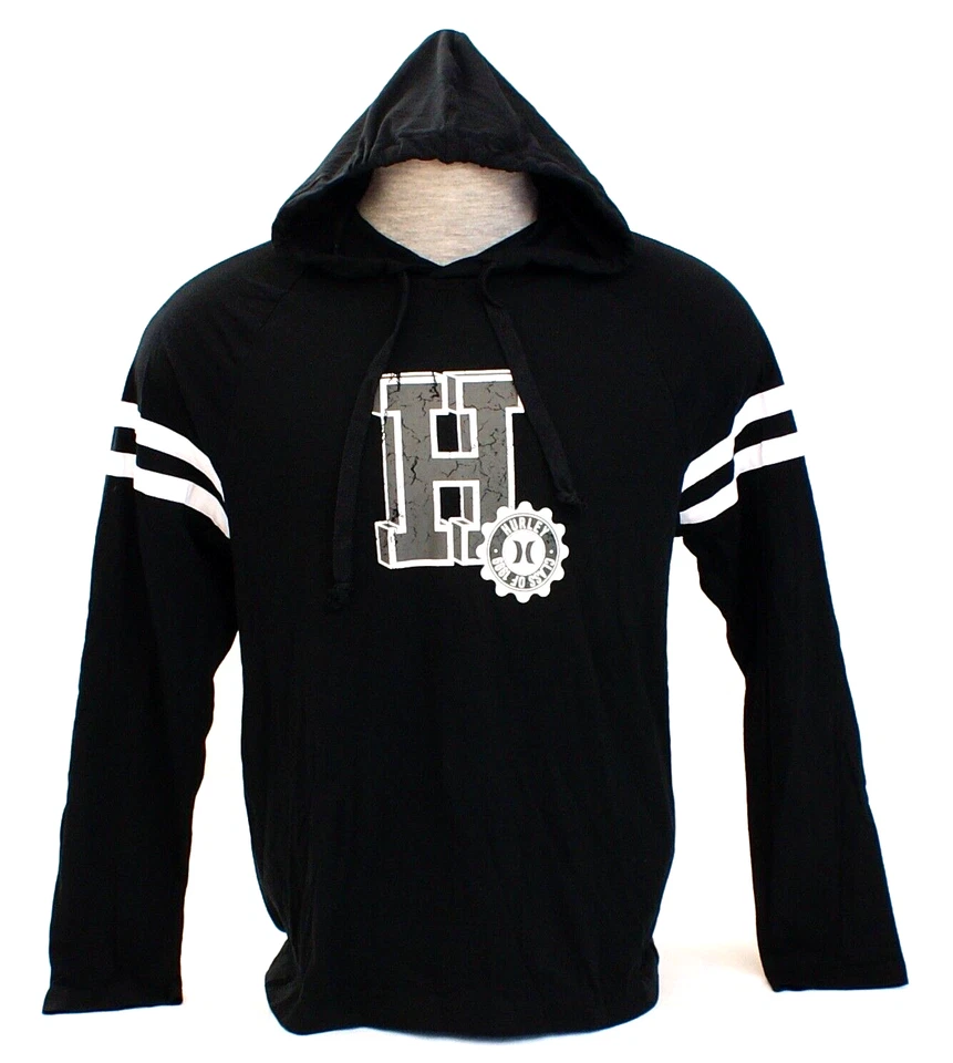 Hurley Negro Universidad CTN Manga Larga Sudadera con Capucha Camiseta Para Hombre L Nuevo con Etiquetas Foto 2 de 4
