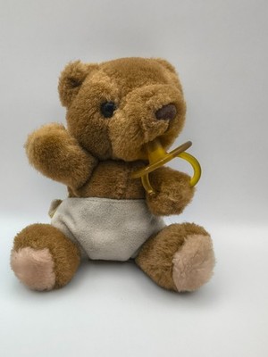 Russ Vintage Baby Bibi plush stuffed bear with pacifier in diapers 6''