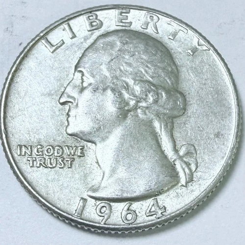 1964 D  SILVER WASHINGTON QUARTER  90% SILVER CIRCULATED COIN FREE SHIP #7589