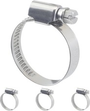 Adjustable Stainless Steel Hose Clamps 4 Pack, Fits 3/4" to 1-1/4", Non-Perforat