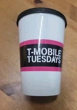 T-MOBILE Tuesday Coffe Cup Tumbler Small White and Pink NEW! 