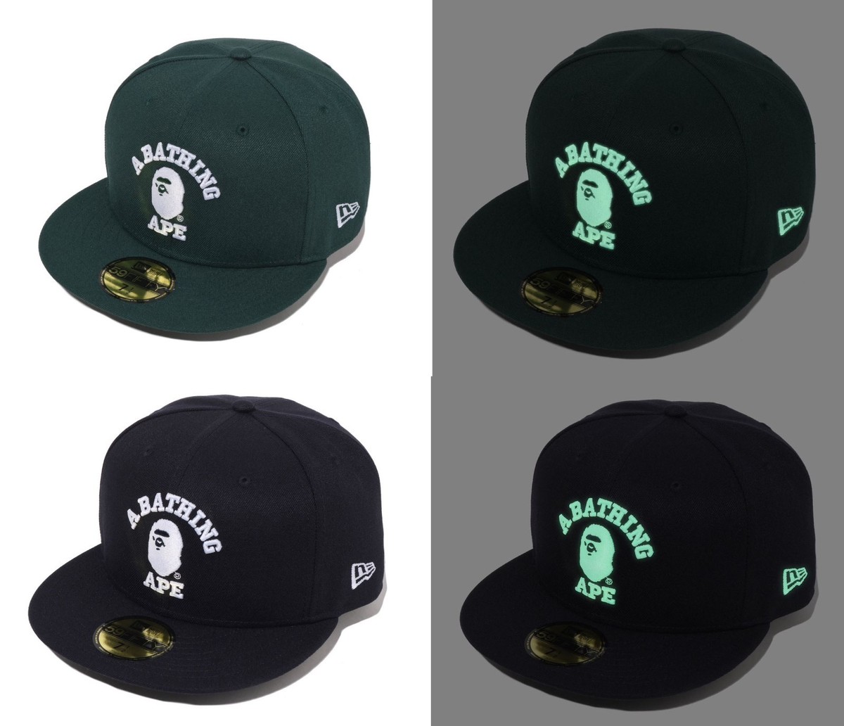 A BATHING APE Men's Goods NEW ERA 59 FIFTY GLOW IN THE DARK