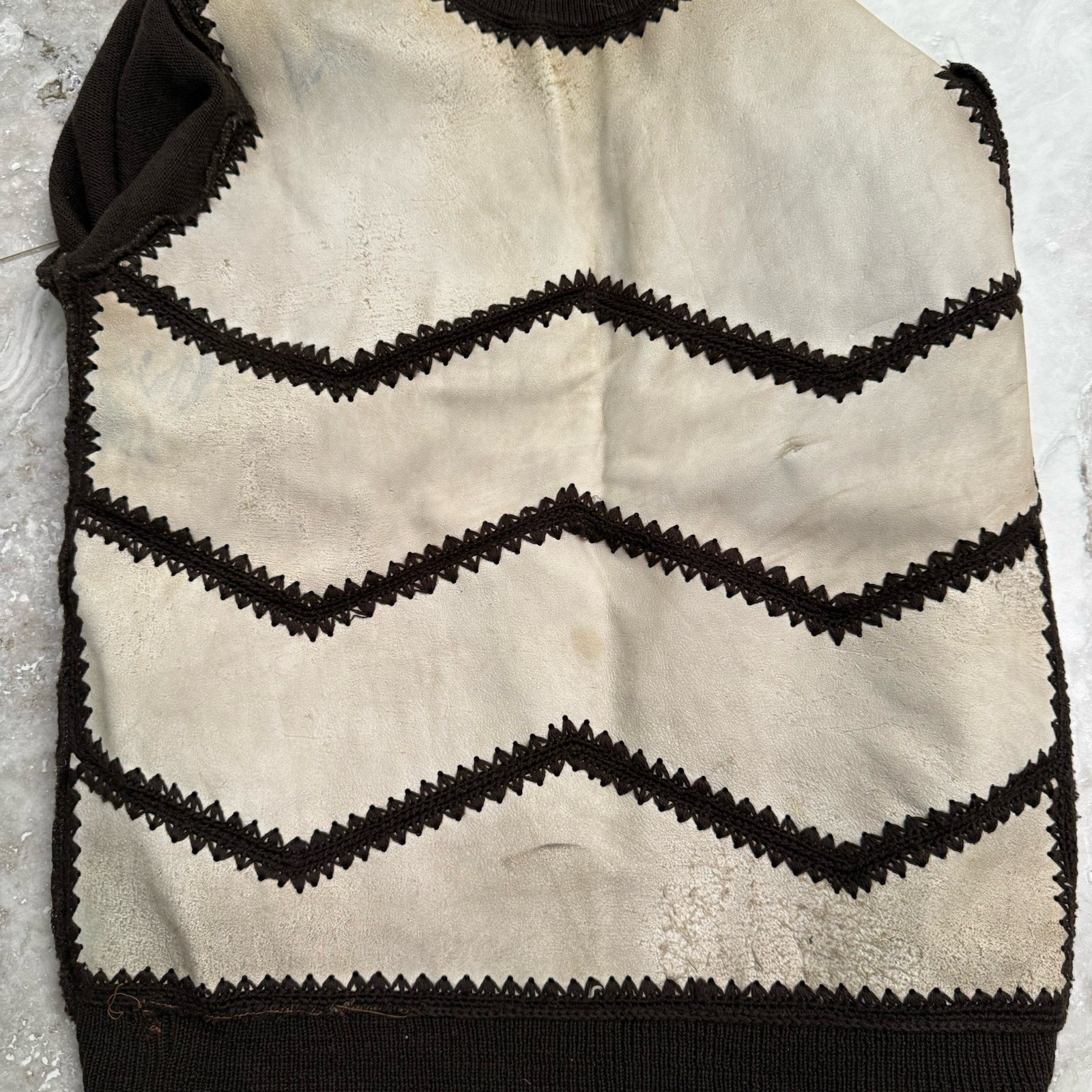 Genuine Leather Western Style Patchwork Knit Swea… - image 7