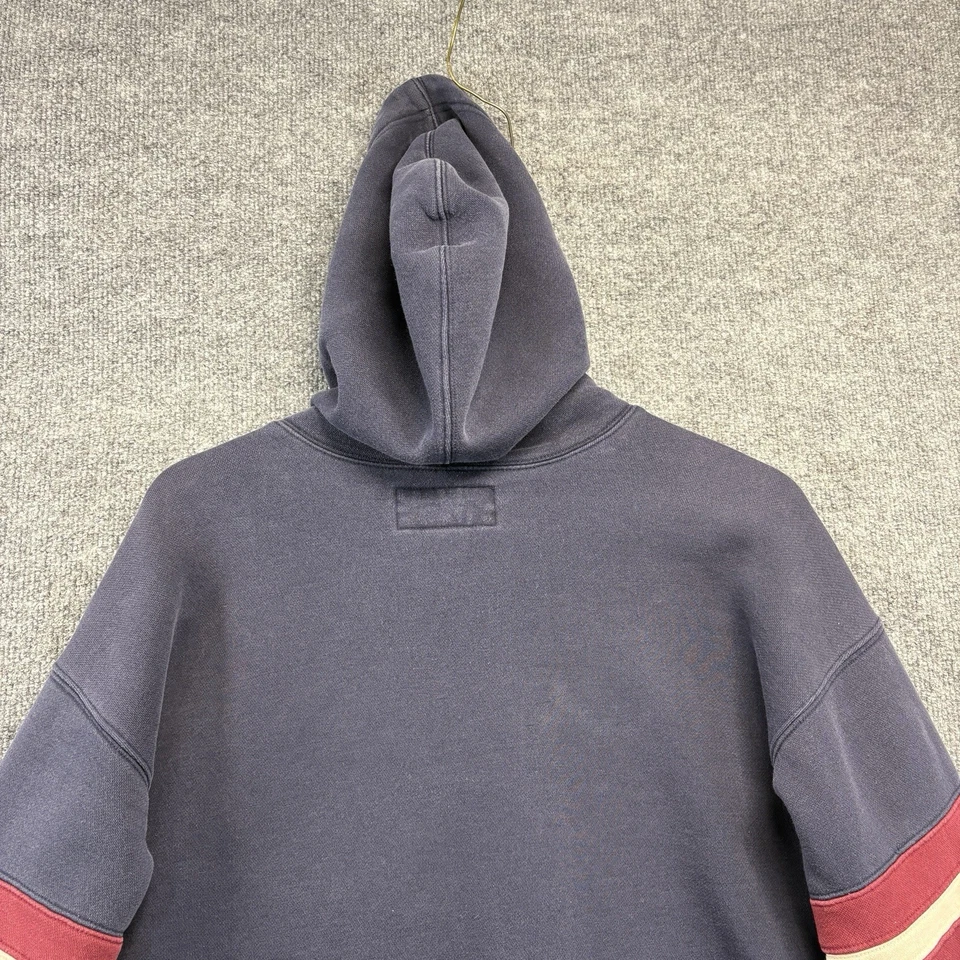 Sudadera con capucha vintage Abercrombie Performance para hombre mediana azul marino rojo a rayas AF Y2K Foto 4 de 4