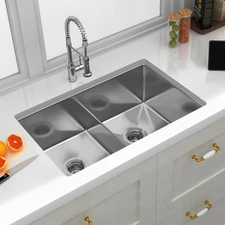 30 x 19 Utility Undermount Double Bowl Workstation Drop in Sink RV Kitchen Sink