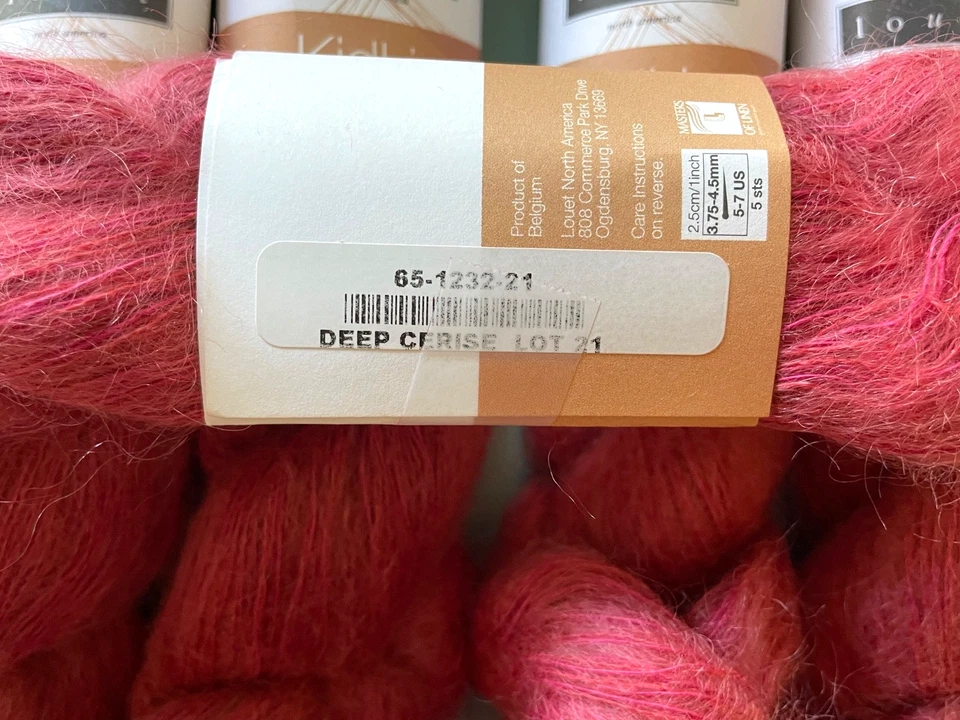 Lote de 5 / Louet KIDLIN Lino Mohair Encaje Peso Hilos - Cerise Profundo #1232 Foto 2 de 3